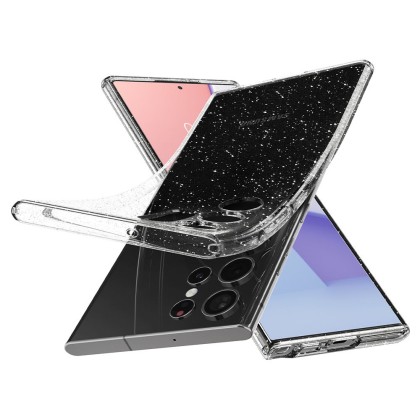 Удароустойчив, силиконов кейс за Samsung Galaxy S22 Ultra от Spigen Liquid Crystal - Glitter Crystal
