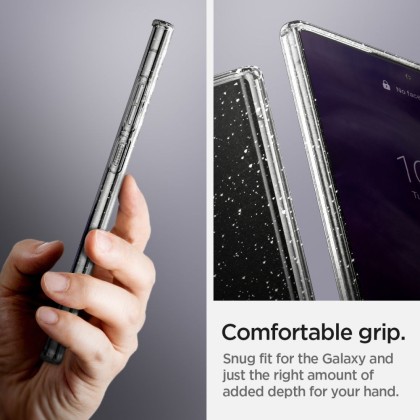 Удароустойчив, силиконов кейс за Samsung Galaxy S22 Ultra от Spigen Liquid Crystal - Glitter Crystal