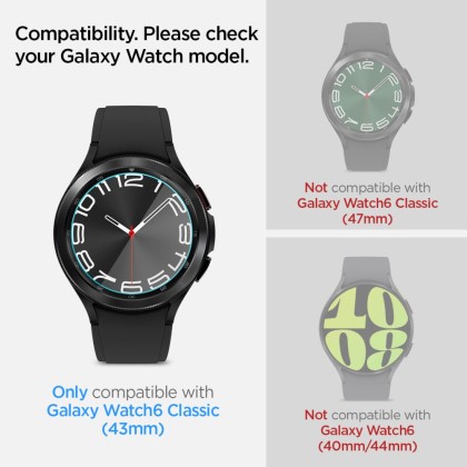 2 броя стъклени протектори за Samsung Galaxy Watch 6 Classic (43mm) от Spigen Glas.TR EZ-Fit 2-pack - Прозрачни