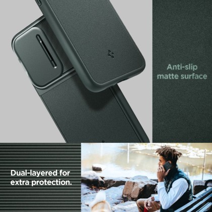Кейс с капак за камерата за Samsung Galaxy S23 FE от Spigen Optik Armor - Abyss Green