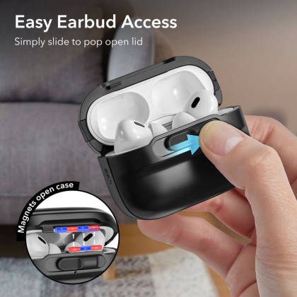 Удароустойчив калъф с MagSafe за Apple AirPods Pro 1 / 2 от ESR Pulse Halolock - Черен