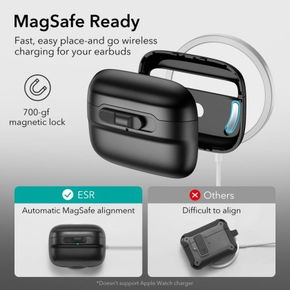 Удароустойчив калъф с MagSafe за Apple AirPods Pro 1 / 2 от ESR Pulse Halolock - Черен