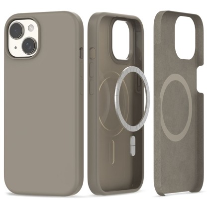 Твърд силиконов кейс с MagSafe за iPhone 15 от Tech-Protect Silicone - Titanium