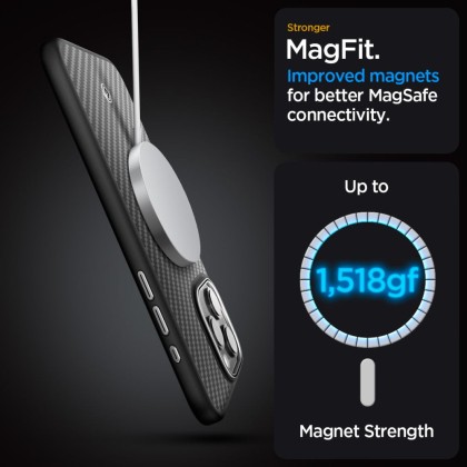 Хибриден кейс с MagSafe за iPhone 15 Pro Max от Spigen Enzo Aramid Mag - Черен мат