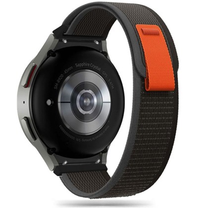 Текстилна каишка за Samsung Galaxy Watch 4/5/5 Pro/6 от Tech-Protect Nylon - Черен / Оранжев