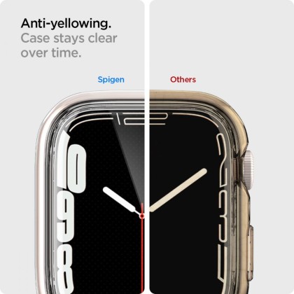 Удароустойчив кейс с протектор за Apple Watch 7/8/9 (41mm) от Spigen Ultra Hybrid - Crystal Clear 