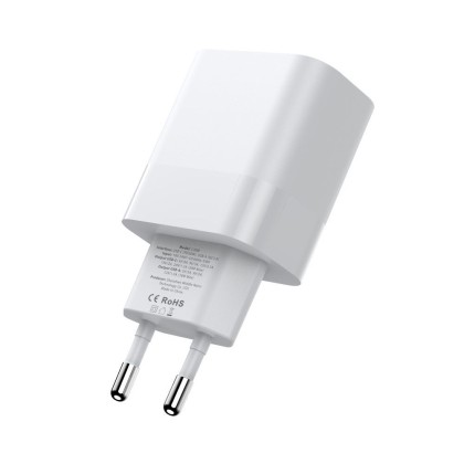 Стенно зарядно с два порта и кабел USB-C / USB-C 20W от Tech Protect C20W - Бяло
