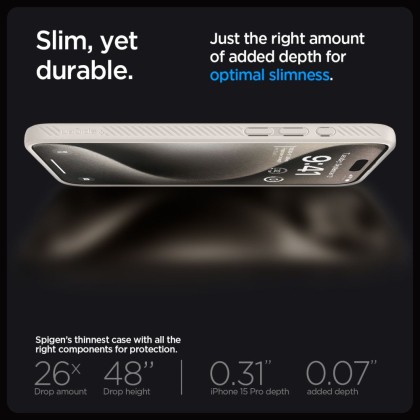 Силиконов кейс за iPhone 15 Pro от Spigen Liquid Air - Natural Titanium