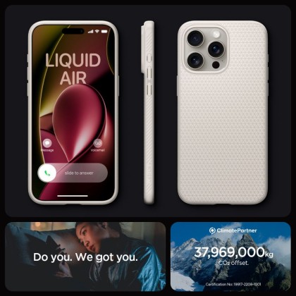 Силиконов кейс за iPhone 15 Pro от Spigen Liquid Air - Natural Titanium