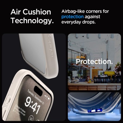 Удароустойчив твърд кейс за iPhone 15 Pro от Spigen Ultra Hybrid - Natural Titanium