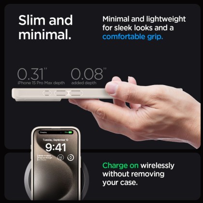 Удароустойчив твърд кейс за iPhone 15 Pro от Spigen Ultra Hybrid - Natural Titanium