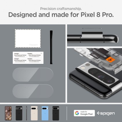 2 броя комплетки от протектори за обектви на камерата на Google Pixel 8 Pro от Spigen Optik Tr - Прозрачен
