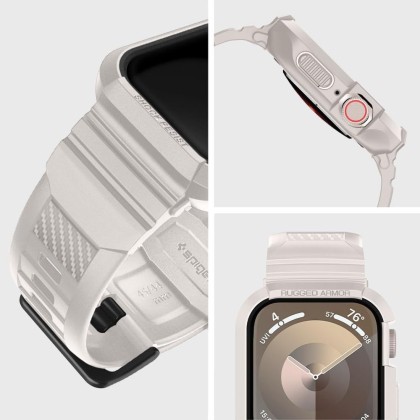 Удароустойчив кейс с каишка за Apple Watch 4/5/6/7/8/9/SE (44/45mm) от Spigen Rugged Armor Pro - Dune Beige