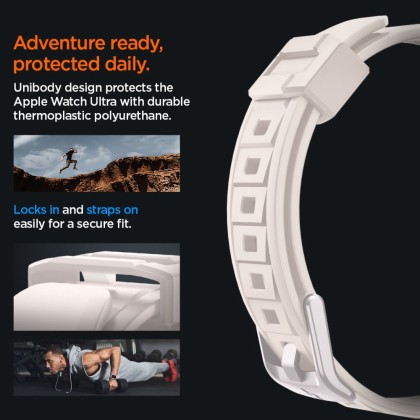 Удароустойчив кейс с каишка за Apple Watch Ultra 1/2 (49mm) от Spigen Rugged Armor Pro - Dune Beige