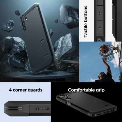 Удароустойчив, твърд кейс за Samsung Galaxy A15 4G/5G от Spigen Tough Armor - Черен