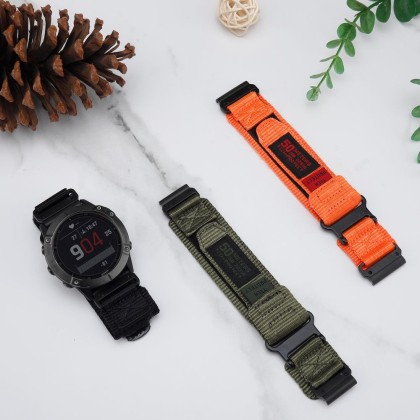 Текстилна каишка за Garmin Fenix 3 / 3 HR / 5x / 5x Plus / 6x / 6x Pro / 7x от Tech-Protect Scout Pro - Оранжев