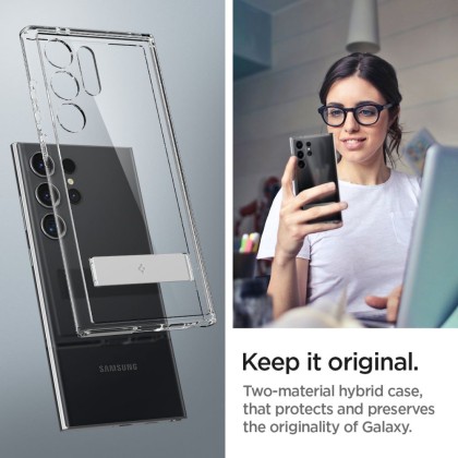 Удароустойчив твърд кейс за Samsung Galaxy S24 Ultra от Spigen Ultra Hybrid S - Прозрачен