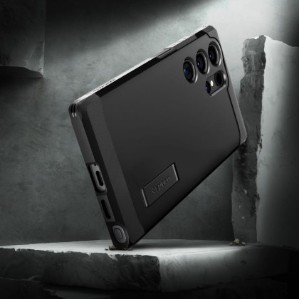 Удароустойчив, твърд кейс за Samsung Galaxy S24 Ultra от Spigen Tough Armor - Черен