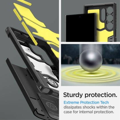 Удароустойчив, твърд кейс за Samsung Galaxy S24 Ultra от Spigen Tough Armor - Черен