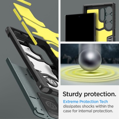 Удароустойчив, твърд кейс за Samsung Galaxy S24 Ultra от Spigen Tough Armor - Abyss Green