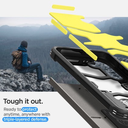 Удароустойчив, твърд кейс за Samsung Galaxy S24+ Plus от Spigen Tough Armor - Gunmetal