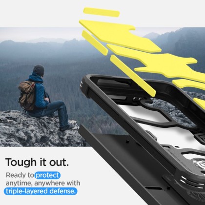 Удароустойчив, твърд кейс за Samsung Galaxy S24+ Plus от Spigen Tough Armor - Черен