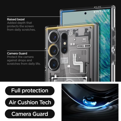 Удароустойчив твърд кейс за Samsung Galaxy S24 Ultra от Spigen Ultra Hybrid - Zero One White