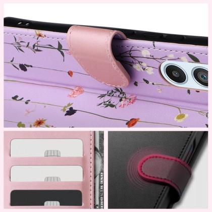 Кожен тефтер за Samsung Galaxy A35 5G от Tech-Protect Wallet - Garden Violet