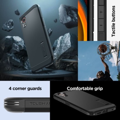 Удароустойчив, твърд кейс за Samsung Galaxy Xcover 7 от Spigen Tough Armor - Черен