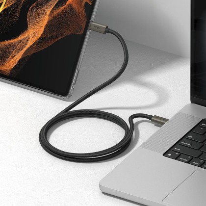 Кабел с Thunderbolt 3 от Ringke USB 3.2 Gen 2x2 с 2 USB-C и PD 240w 100см - Черен