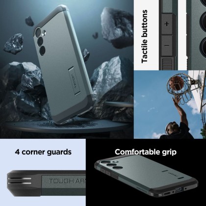 Удароустойчив, твърд кейс за Samsung Galaxy A35 5G от Spigen Tough Armor - Abyss Green