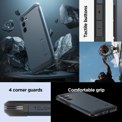 Удароустойчив, твърд кейс за Samsung Galaxy A55 5G от Spigen Tough Armor - Metal Slate