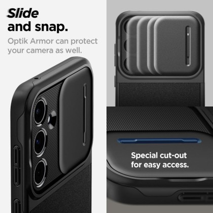 Кейс с капак за камерата за Samsung Galaxy A55 5G от Spigen Optik Armor - Черен