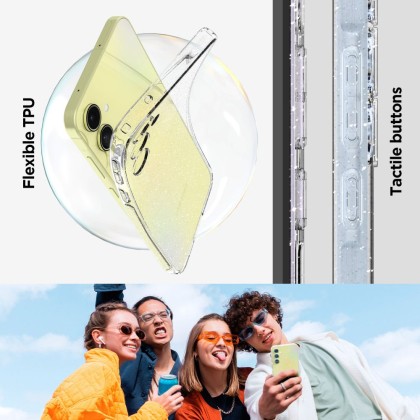 Удароустойчив, силиконов кейс за Samsung Galaxy A55 5G от Spigen Liquid Crystal - Glitter Crystal