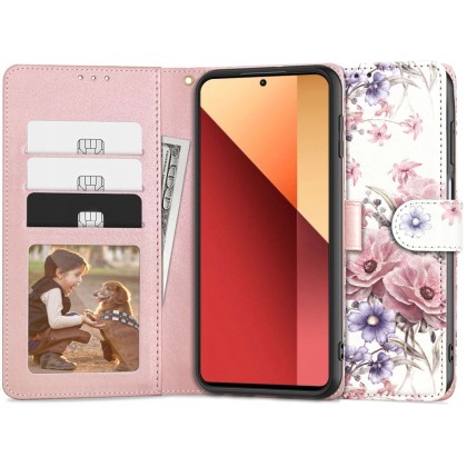 Кожен тефтер за Xiaomi Redmi Note 13 Pro 4G/LTE от Tech-Protect Wallet - Blossom Flower