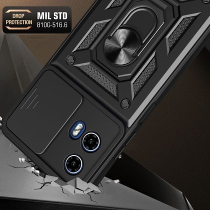 Удароустойчив калъф за Motorola Moto G24 / G24 Power / G04 от Tech-Protect CamShield Pro - Черен