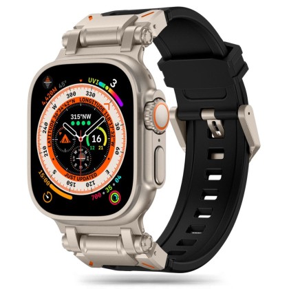 Силиконова каишка за Apple Watch 4/5/6/7/8/9/SE/Ultra 1 / 2 (42/44/45/49 mm) от Tech-Protect Delta Pro - Черен/Титанов