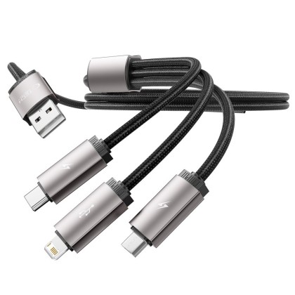 Кабел 3в1 Lightning / Type-C / Micro-USB 3.5A 100см от Tech Protect Ultraboost - Сив