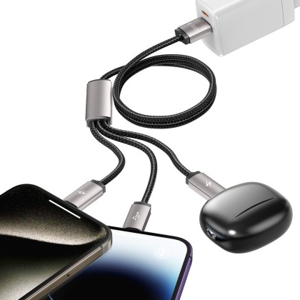 Кабел 3в1 Lightning / Type-C / Micro-USB 3.5A 100см от Tech Protect Ultraboost - Сив