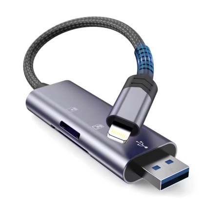 Универсален четец на карти с Lightning и USB-A 3.0 – Tech-Protect UltraBoost - Сив
