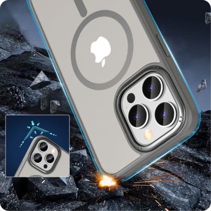 Твърд кейс с MagSafe пръстен за iPhone 15 Pro Max от Tech-Protect MagMat 2 - Matte Titanium