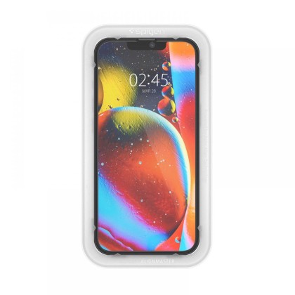 Стъклен протектор за iPhone 13 / 13 Pro / 14 / 16e от Spigen ALM Glas.TR Slim - Черен