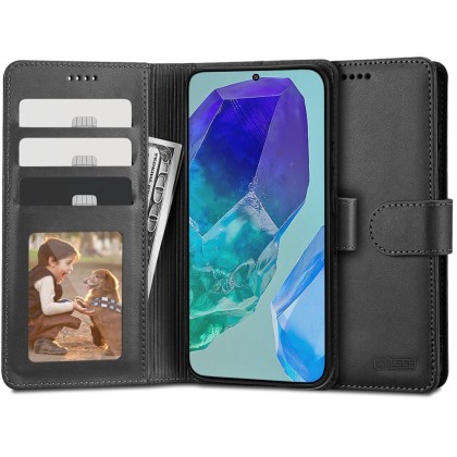 Кожен тефтер за Samsung Galaxy M55 5G от Tech-Protect Wallet - Черен