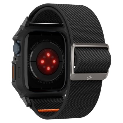 Текстилна каишка и кейс за Apple Watch 4 / 5 / 6 / 7 / 8 / 9 / SE (44/45mm) от Spigen Lite Fit Pro - Черен мат