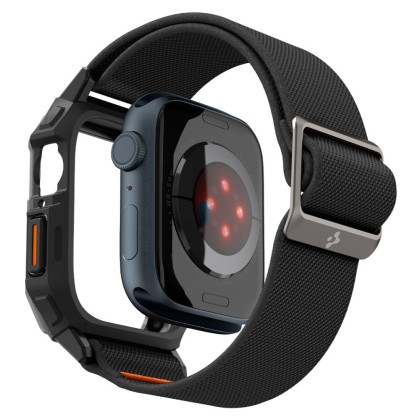 Текстилна каишка и кейс за Apple Watch 4 / 5 / 6 / 7 / 8 / 9 / SE (44/45mm) от Spigen Lite Fit Pro - Черен мат