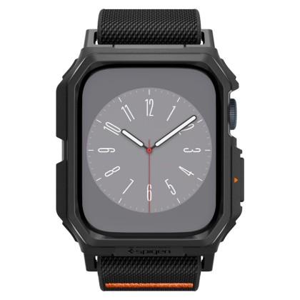 Текстилна каишка и кейс за Apple Watch 4 / 5 / 6 / 7 / 8 / 9 / SE (44/45mm) от Spigen Lite Fit Pro - Черен мат