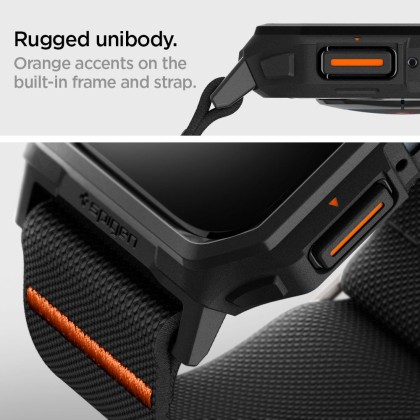 Текстилна каишка и кейс за Apple Watch 4 / 5 / 6 / 7 / 8 / 9 / SE (44/45mm) от Spigen Lite Fit Pro - Черен мат