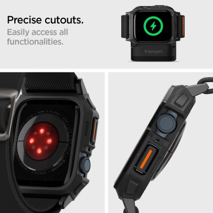 Текстилна каишка и кейс за Apple Watch 4 / 5 / 6 / 7 / 8 / 9 / SE (44/45mm) от Spigen Lite Fit Pro - Черен мат
