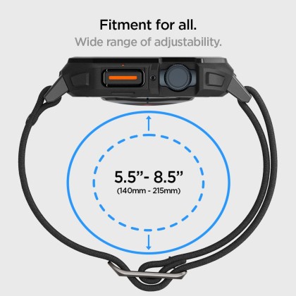 Текстилна каишка и кейс за Apple Watch 4 / 5 / 6 / 7 / 8 / 9 / SE (44/45mm) от Spigen Lite Fit Pro - Черен мат