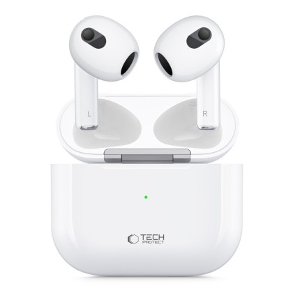 Безжични слушалки с ANC и безжично зареждане от Tech-Protect UltraBoost TWS Earphone Core - Бели